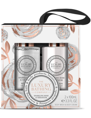 GRACE COLE Set for body care (velvet rose/peony) 2x100ml + sponge