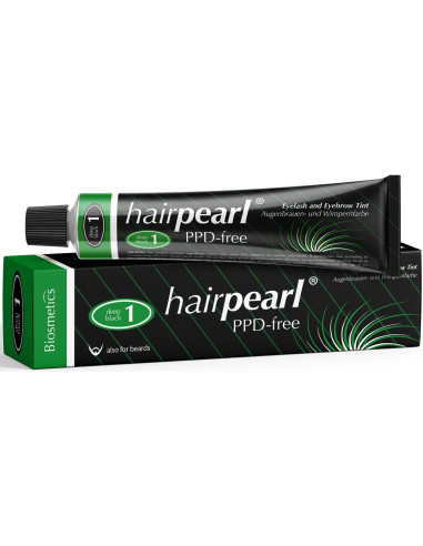 Hairpearl Skropstu un uzacu krāsa, bez PPD, Nr. 1 – dziļi melna, 20ml