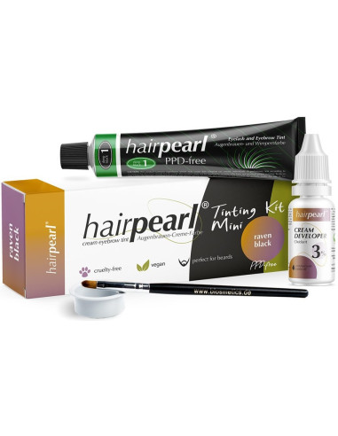 Hairpearl komplekts uzacu un skropstu krāsošanai, bez PPD, melns