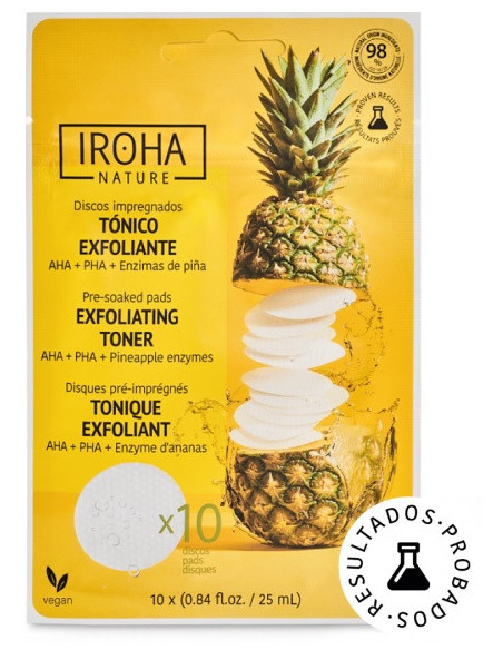 IROHA NATURE Kuorinta- ja kirkastavat kasvovesilaput glykolihapolla ja ananasentsyymeillä 10 kpl
