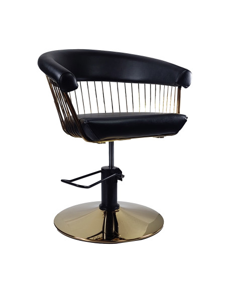 Parturi-kampaajan asiakastuoli Alexandra kultaisilla jalustoilla, musta