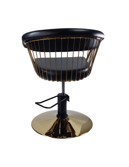 Parturi-kampaajan asiakastuoli Alexandra kultaisilla jalustoilla, musta