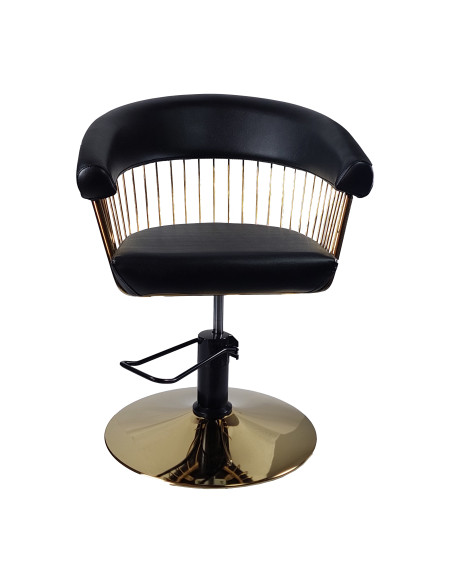 Parturi-kampaajan asiakastuoli Alexandra kultaisilla jalustoilla, musta