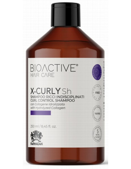 BIOACTIVE X-CURLY -shampoo hydrolysoidulla kollageenilla kiharille ja pörröisille hiuksille 250ml