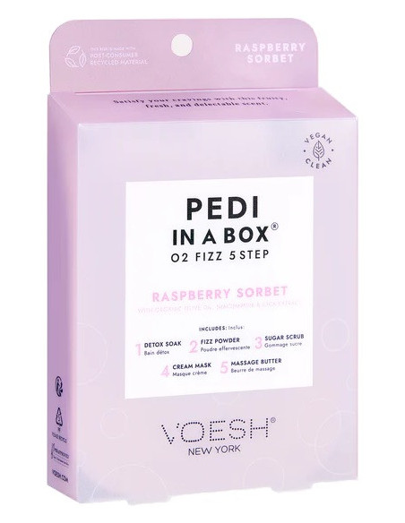 VOESH - PEDI IN A BOX Pedikyyri-SPA-hoito 5-in-1, detox-rentouttava, vadelmasorbetti