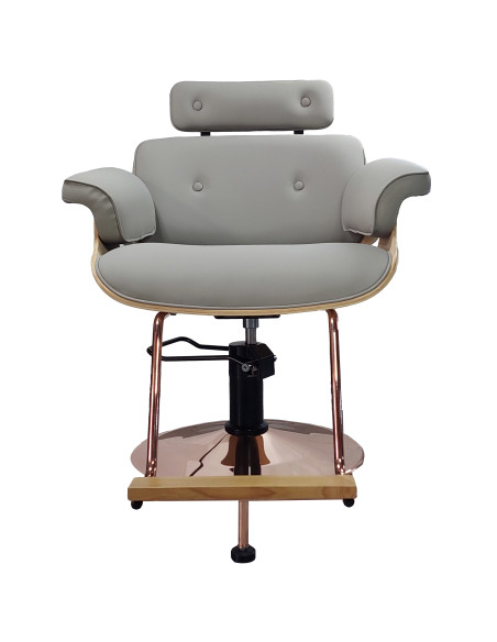 Parturi-kampaajan asiakastuoli Soho kultaisilla jaloilla, harmaa