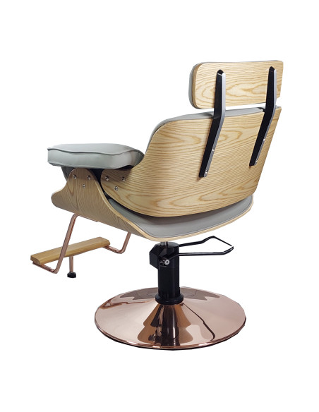 Parturi-kampaajan asiakastuoli Soho kultaisilla jaloilla, harmaa