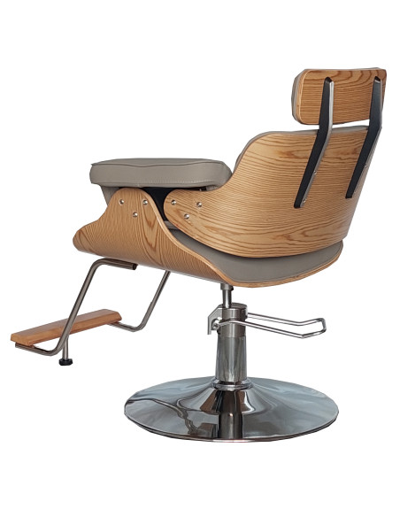 Parturi-kampaajan asiakastuoli Soho hopeisella jalustalla, harmaa