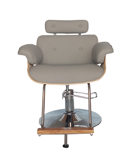 Parturi-kampaajan asiakastuoli Soho hopeisella jalustalla, harmaa