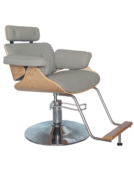 Parturi-kampaajan asiakastuoli Soho hopeisella jalustalla, harmaa