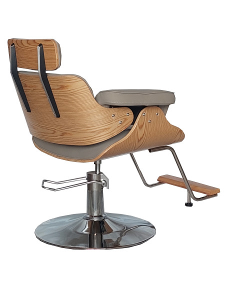 Parturi-kampaajan asiakastuoli Soho hopeisella jalustalla, harmaa