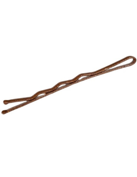 Hiuspinni, laineikkaat, 60 mm, ruskeat, mattapintaiset, pyöristetyt päät, 12 kpl.