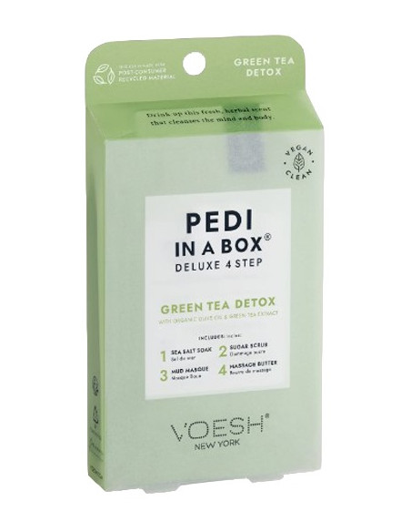 VOESH - PEDI IN A BOX Jalkasetti Vihreä tee Detox, puhdistava, 4 tuotetta