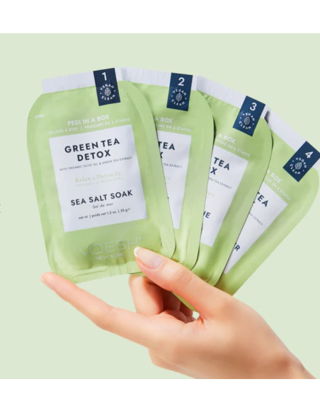 VOESH - PEDI IN A BOX Jalkasetti Vihreä tee Detox, puhdistava, 4 tuotetta