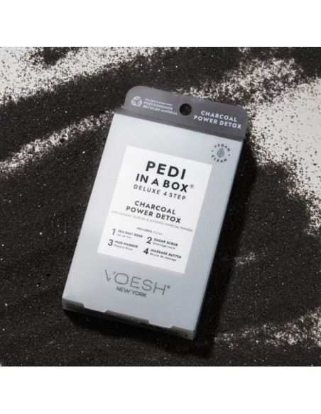 VOESH - PEDI IN A BOX Jalkasetti Hiilijauhe Detox, puhdistava, 4 tuotetta