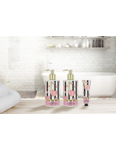 Villikukkaset saippua-, voide- ja käsivoidesarja, pioni-vanilja 2 x 250 ml