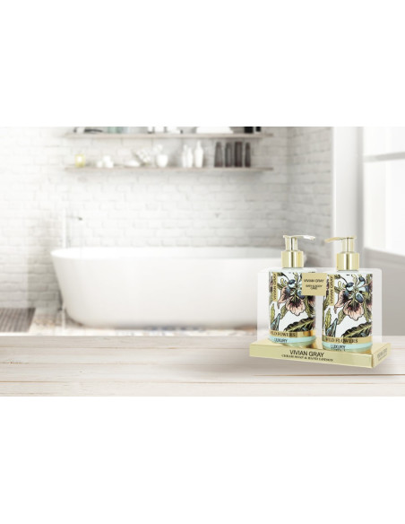 Villikukkaset saippua-, voide- ja käsivoidesarja, pioni-vanilja 2 x 250 ml