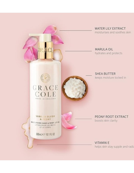 GRACE COLE Käsivoide (Vaaleanpunainen vanilja/pioni) 300ml