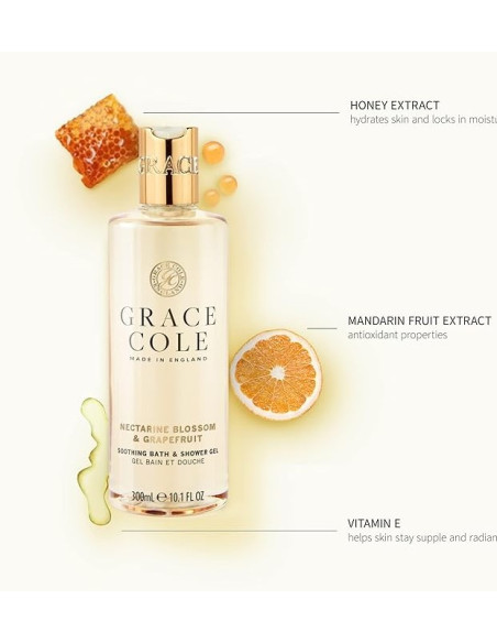 GRACE COLE Suihku- ja kylpygeeli (Nektariininkukka/Greippi) 300ml