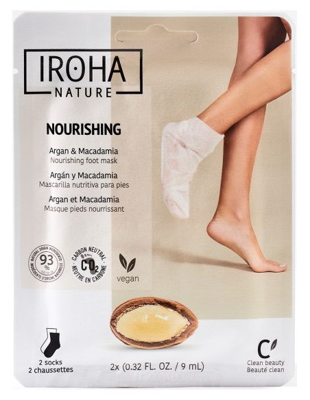 Iroha Nature ravitsevat jalkanaamiosukat, joissa on argan- ja makadamiaöljyä, kuivan ihon pehmentämiseen, 1 pari