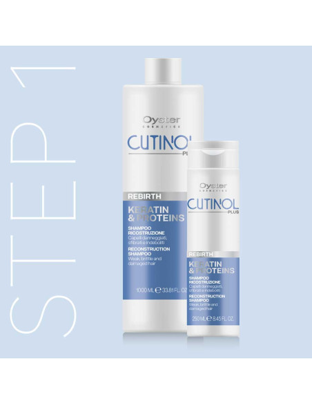 Oyster Cutinol Plus Rebirth shampoo vaurioituneiden hiusten rekonstruktiohoitoon, 250 ml