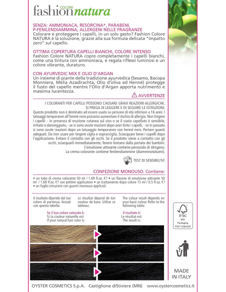 FASHION NATURA hiusväri 1.0, musta 50ml+50ml+15ml