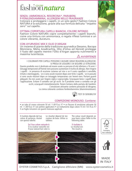 FASHION NATURA hiusväri 5.0, vaaleanruskea 50ml+50ml+15ml