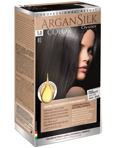ARGAN SILK Hiusväri 1.0, musta 60+60ml