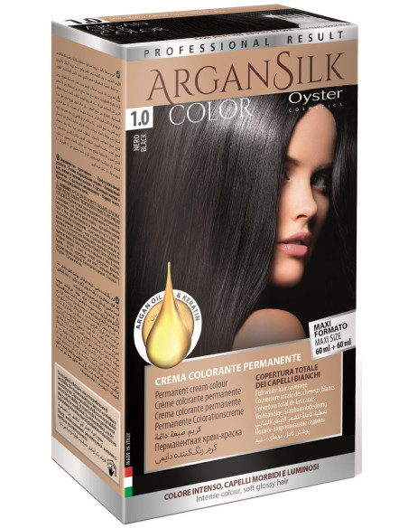 ARGAN SILK Hiusväri 1.0, musta 60+60ml
