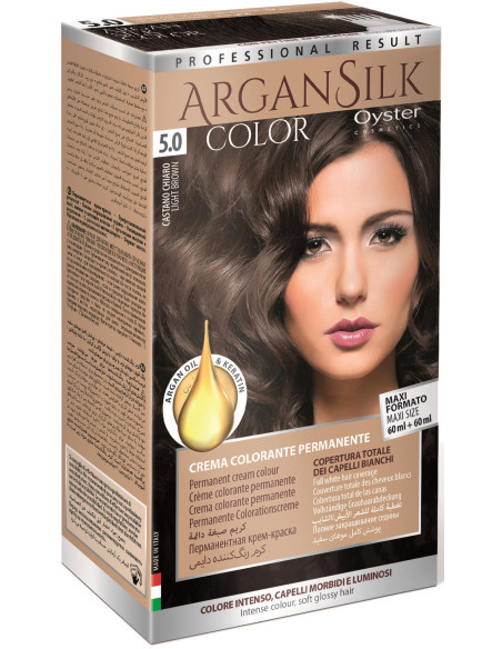 ARGAN SILK Hiusväri 5.0, vaaleanruskea 60+60ml