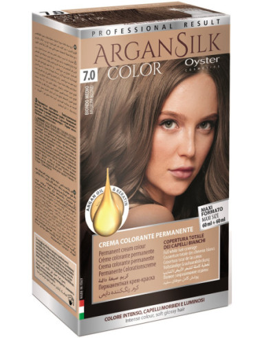 ARGAN SILK Matu krāsa 7.0, vidēji blonds 60+60ml