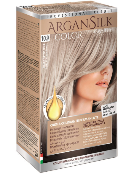 ARGAN SILK Hiusväri 10.9, platinan helmiäisvaalea 60+60ml