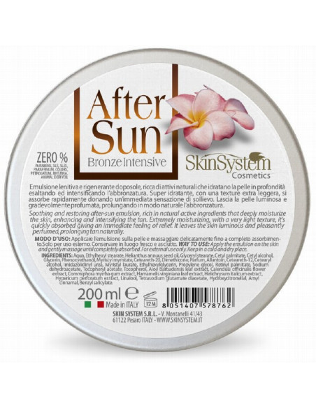 SkinSystem AFTER SUN Auringonoton jälkeen annettava emulsio, kestävään pronssiseen rusketukseen 200ml
