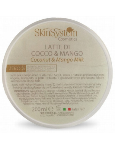 SkinSystem Pieniņš ķermenim, dziļi mitrinošs-barojošs, kokosrieksts/mango 200ml