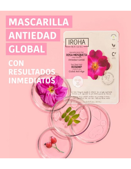 IROHA NATURE Ikääntymistä ehkäisevä kasvonaamio (ruusunmarja/hyaluronihappo) 20ml