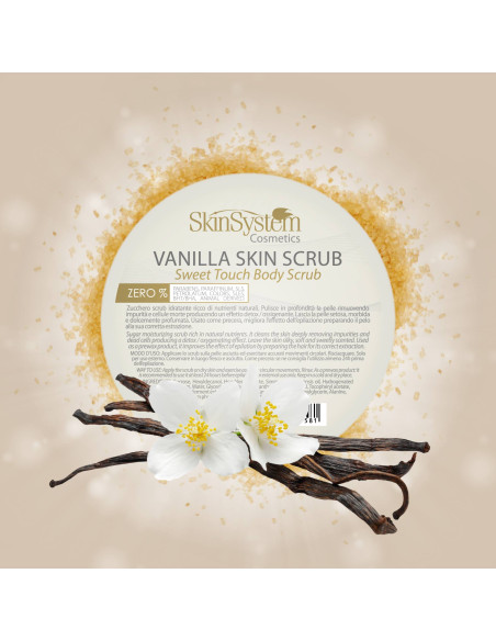 SkinSystem vartalokuorinta vartalolle, kosteuttava, kuoriva, kuivalle iholle, sokeri, vanilja 200 ml