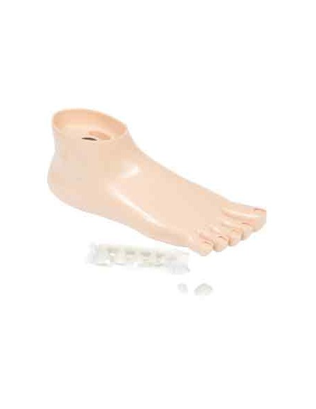 Jalka pedikyyriin tekokynsien kanssa