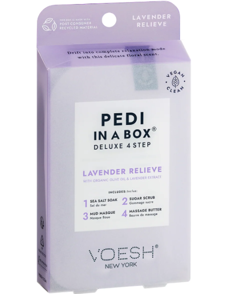 VOESH - PEDI IN A BOX Jalkasetti Laventeli Lievittää, rauhoittaa, 4 tuotetta