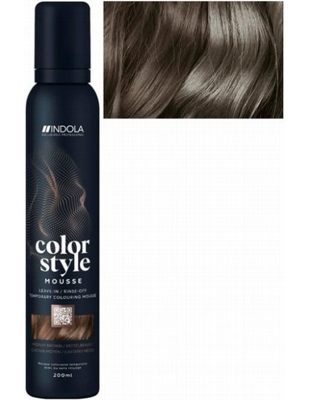 INDOLA COLOR STYLE MOUSSE Keskiruskea sävyttävä hiusvaahto 200ml