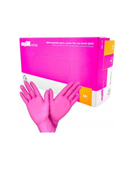 Nitrylex Collagen PF -käsineet | Nitriili | Puuterittomat (Pienet, 6-7) | Vaaleanpunainen 100 kpl.