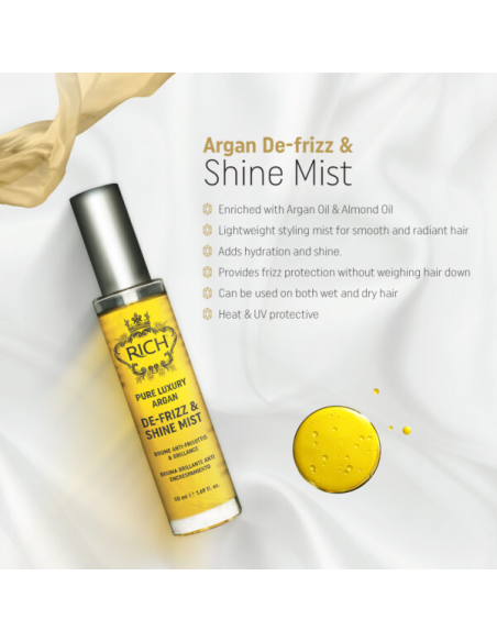 RICH Pure Luxury ARGAN Arganöljyä sisältävä pörröisyyttä ehkäisevä suihke 50ml