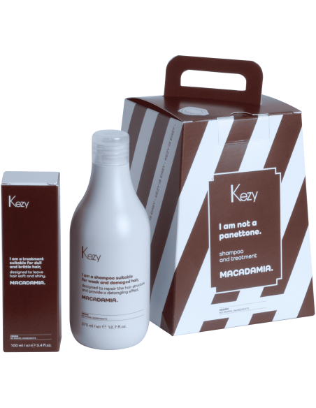 KEZY Hoitosarja hauraille ja vaurioituneille hiuksille MACADAMIA (Shampoo 385ml + Öljy 100ml)