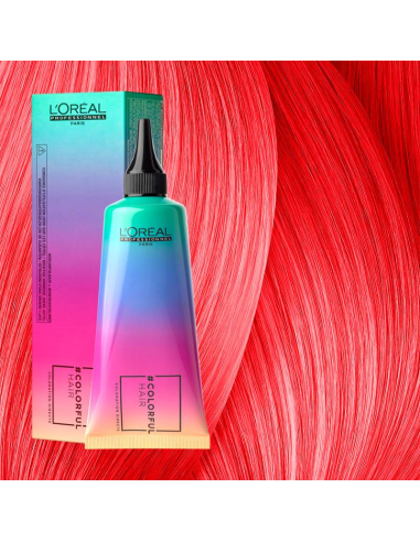 COLORFULHAIR Tiešās iedarbības matu krāsa nodrošina intensīvu un ilgstošu efektu.* L'Oreal Professionnel Colorful Hair Red 90ml